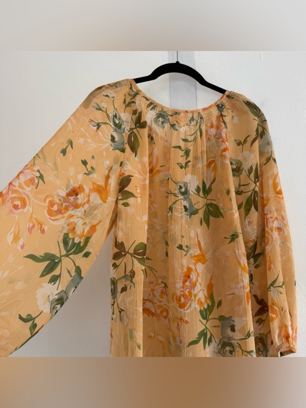 Sundance Orange Green 100% Silk Floral
Blouse Boho Peasant Top Balloon Sleeve - Picture 7 of 10
